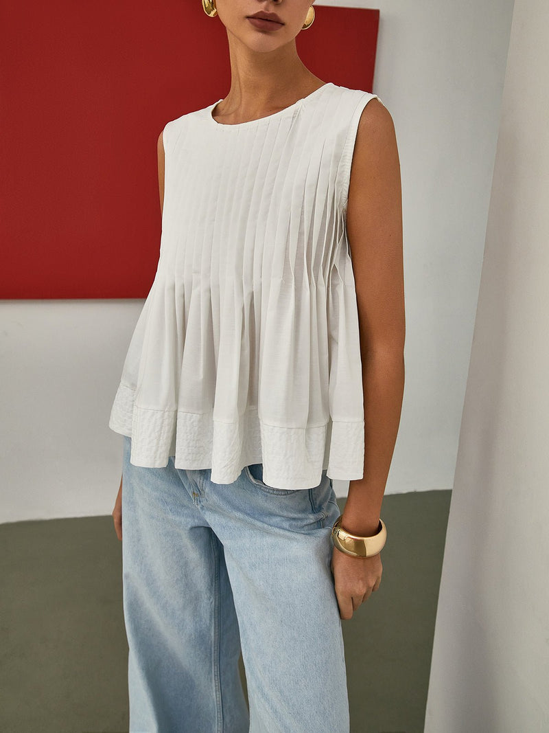 Pileli Peplum Kolsuz Bluz - Phentora