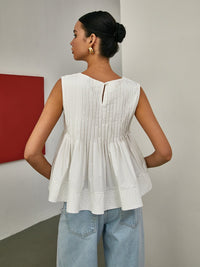 Pileli Peplum Kolsuz Bluz - Phentora