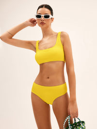 Güneş Öpücük Dokulu Düz Bikini Takımı - Phentora