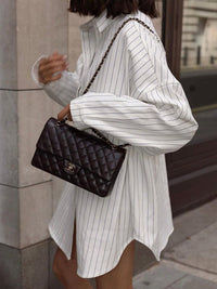 Oversize Striped Large Pockets Gömlek - Phentora