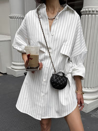 Oversize Striped Large Pockets Gömlek - Phentora