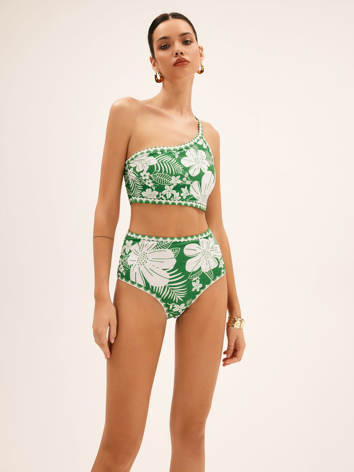 Tek Omuzlu Çiçekli Bikini Takımı - Phentora