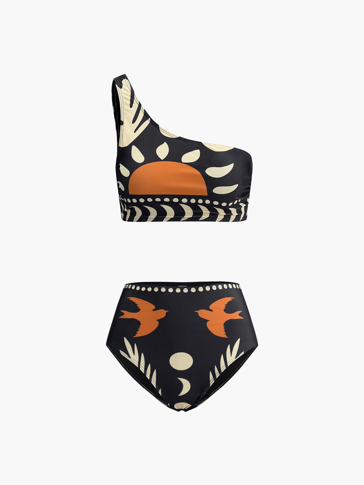Bird Desenli Asymmetrical Neck Bikini Takım - Phentora