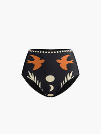 Kuş Desenli Asimetrik Yaka Bikini Takımı