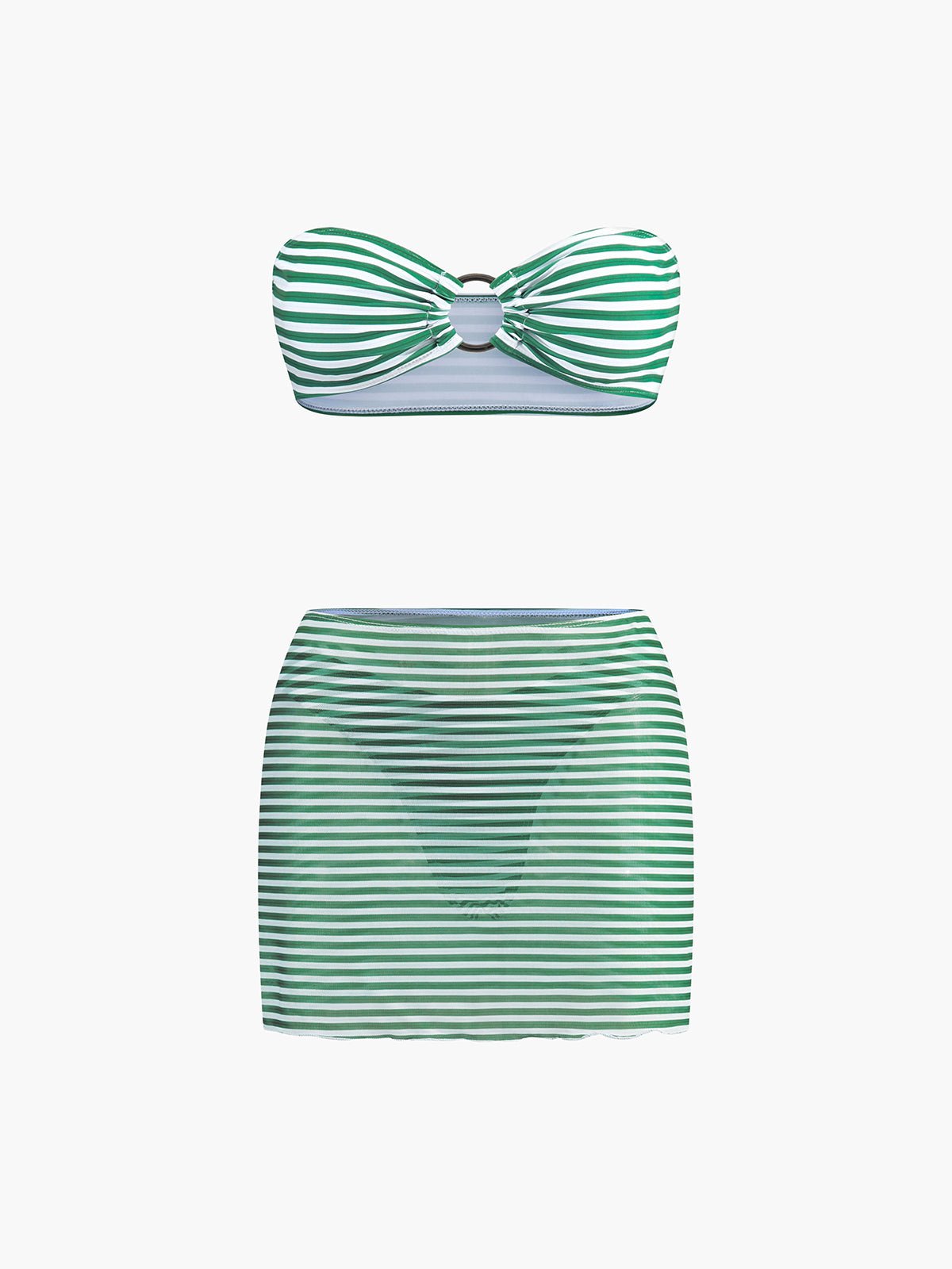 Örtü Etekli Çizgili Bikini Takımı - Phentora