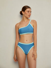 One - Shoulder Contrast Fitilli Bikini Takım - Phentora