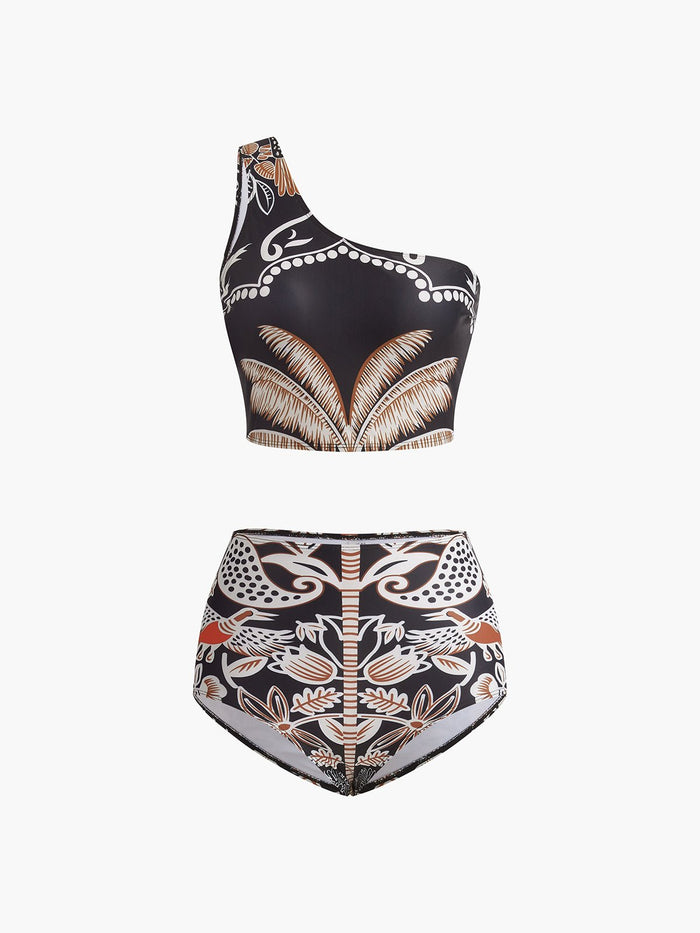 Baskılı Tek Omuz Bikini Takımı - Phentora