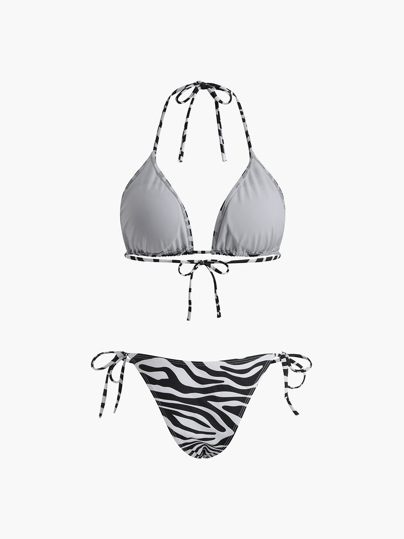 ZeSütyen Çizgili Üçgen Bikini Takımı - Phentora