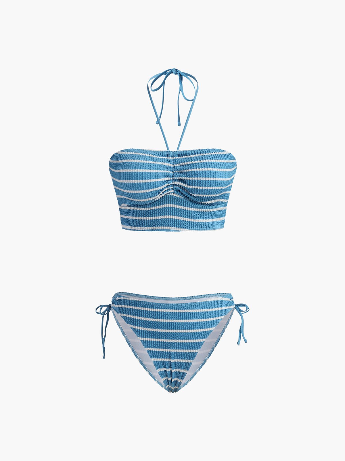 Boyundan Bağlamalı Çizgili Bikini Takımı - Phentora