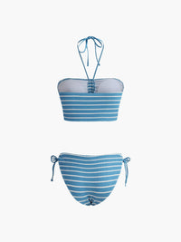 Boyundan Bağlamalı Çizgili Bikini Takımı - Phentora