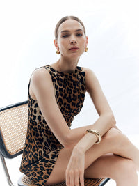 Leopard Desenli Kolsuz Elbise - Phentora