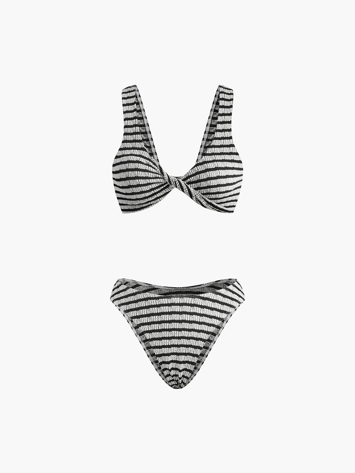 Düğümlü Çizgili Örgü Bikini Takımı - Phentora