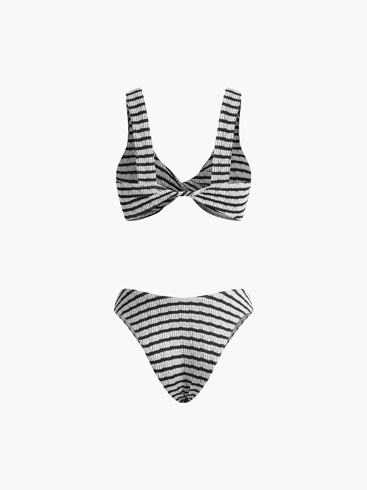 Düğümlü Çizgili Örgü Bikini Takımı - Phentora