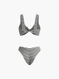 Düğümlü Çizgili Örgü Bikini Takımı - Phentora