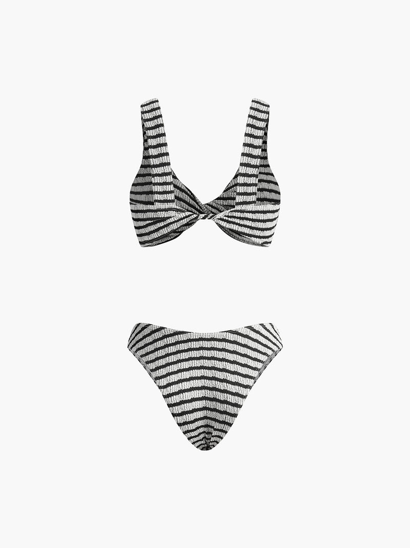 Düğümlü Çizgili Örgü Bikini Takımı - Phentora