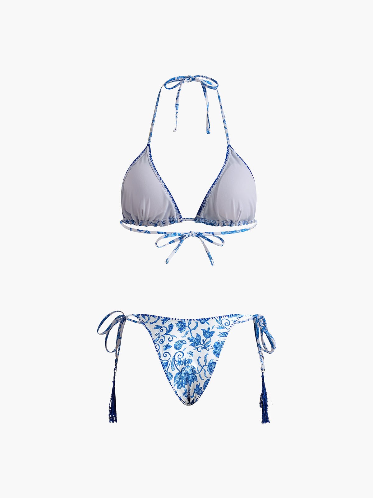 Baskılı Püsküllü Ayarlanabilir Askılı Bikini Takımı - Phentora