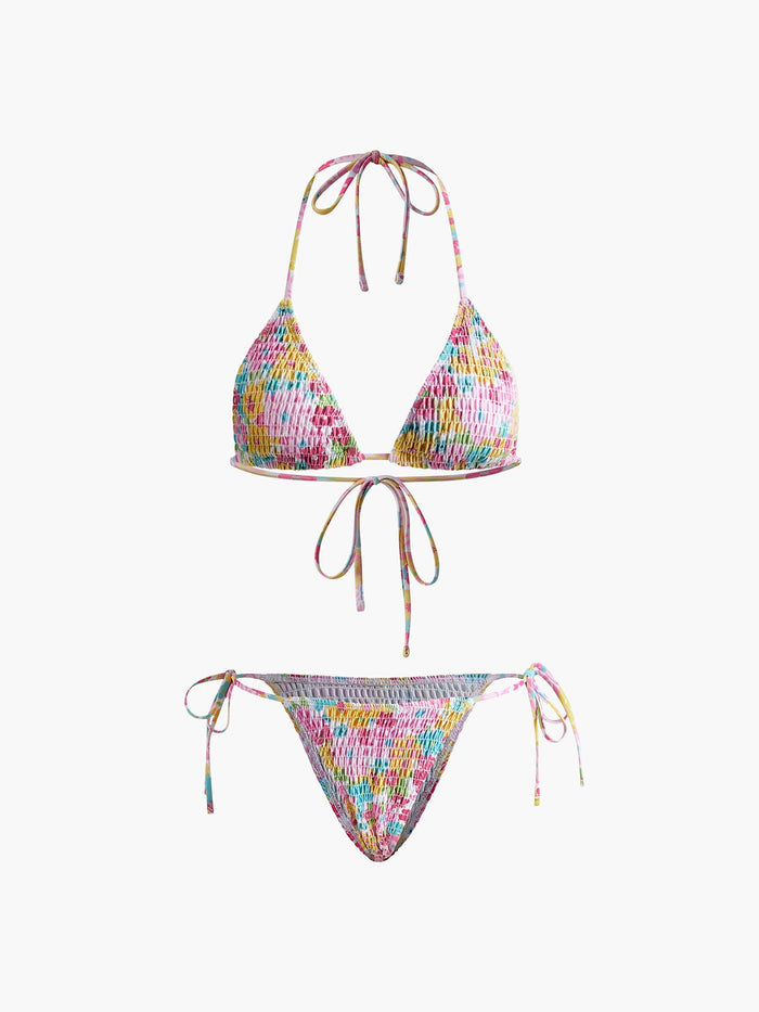 Büzgülü Baskılı Çıkarılabilir Dolgulu Bikini Seti - Phentora