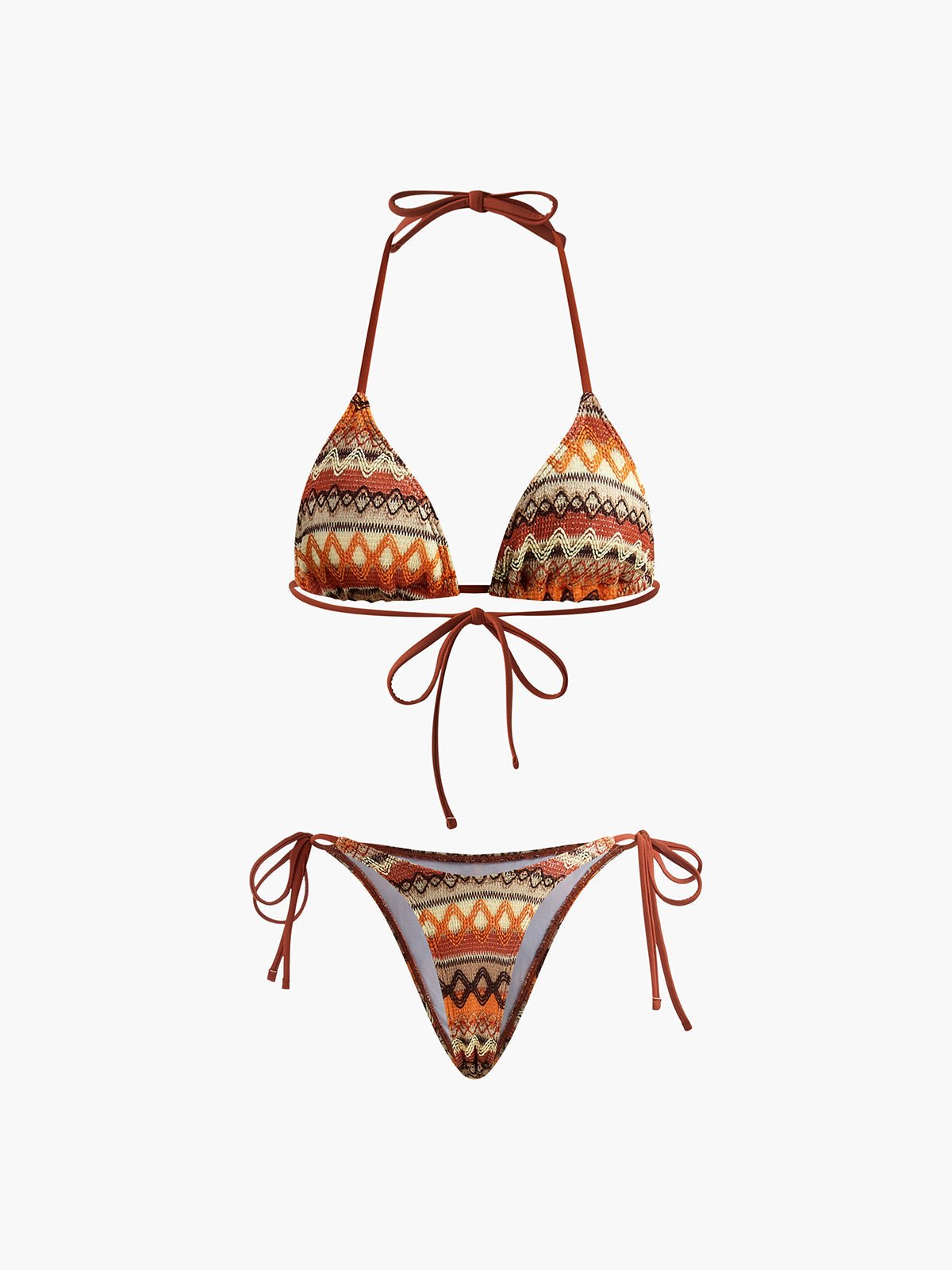 Boyundan Bağlamalı Üçgen Örgü Bikini Takımı - Phentora