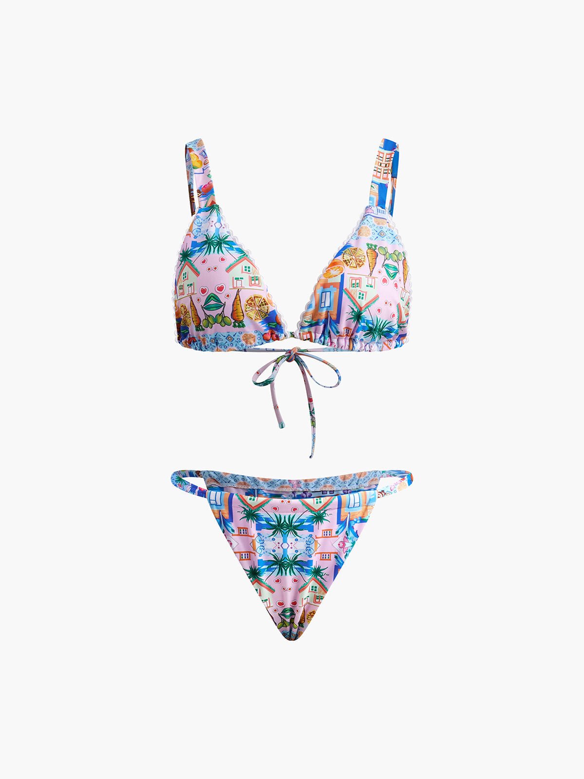 Baskılı İpli Ayarlanabilir Askılı Bikini Takımı - Phentora