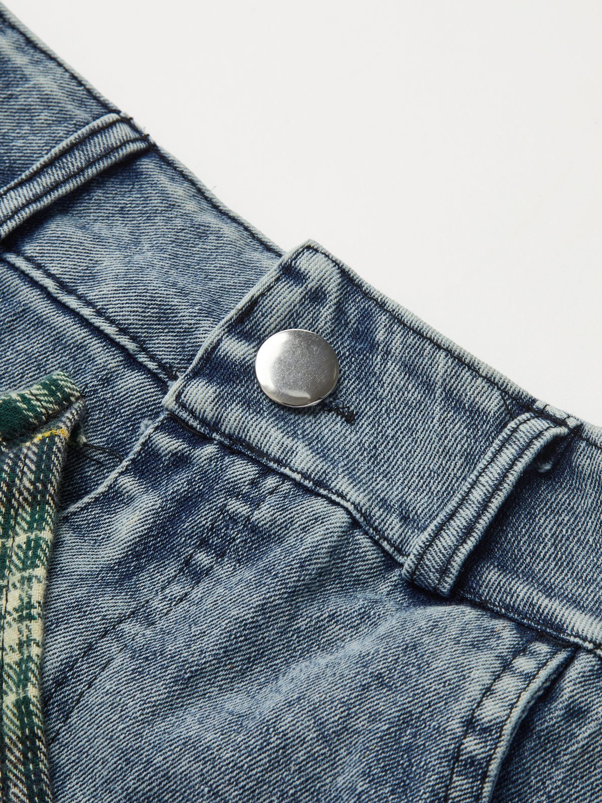 Panelli Asimetrik Etekli Denim Kısa Etek - Phentora