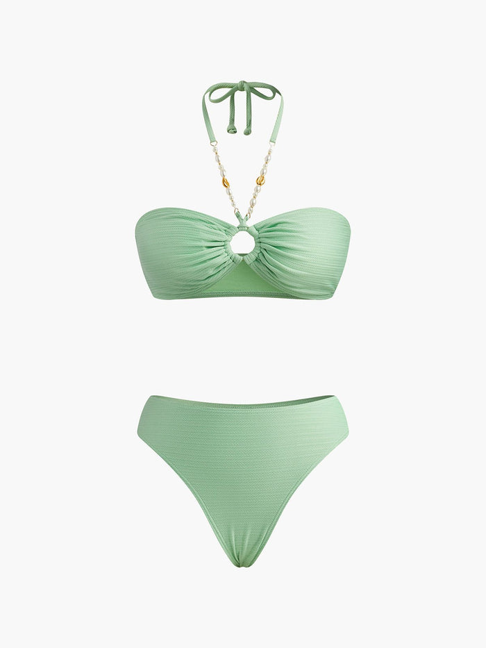 Boyundan Bağlamalı Dokulu O - Ring Bikini Takımı - Phentora