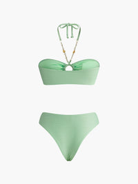 Boyundan Bağlamalı Dokulu O - Ring Bikini Takımı - Phentora