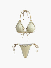 Grommet Bağcıklı Dantelli Bikini Takımı - Phentora