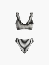 Knotted Stripe Triko Bikini Takım - Phentora