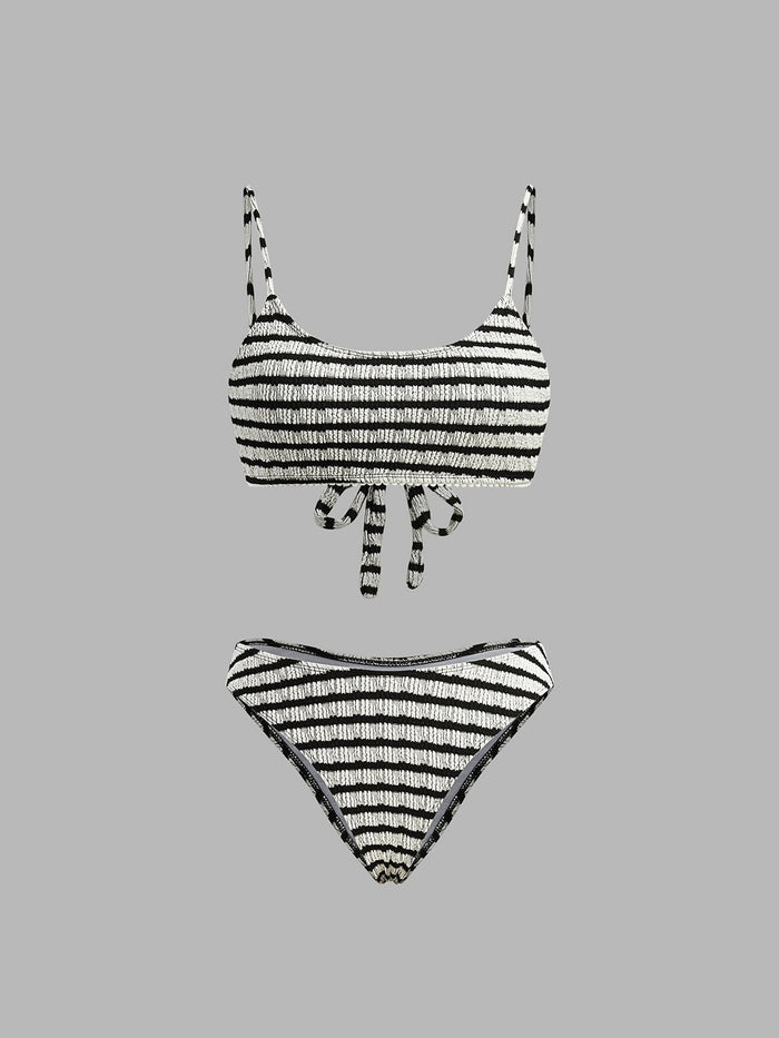Çizgili Sırtı Bağlamalı Bikini Takımı - Phentora