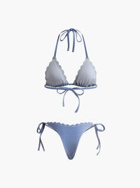 Boyundan Bağlamalı Çizgili Çıkarılabilir Pedli Bikini Seti - Phentora