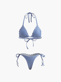 Boyundan Bağlamalı Çizgili Çıkarılabilir Pedli Bikini Seti - Phentora