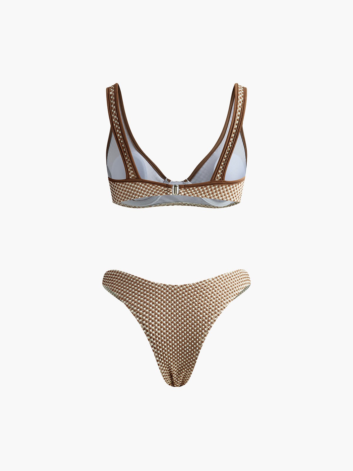 Contrast Binding Plaid Bikini Takım - Phentora
