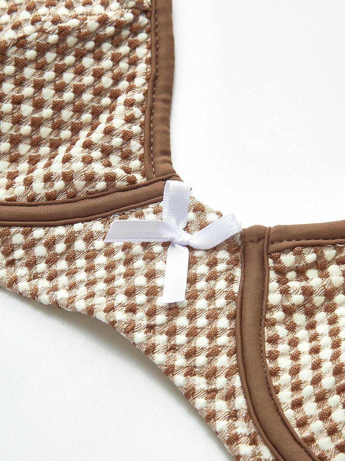 Contrast Binding Plaid Bikini Takım - Phentora