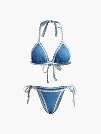 Kontrast Bağcıklı Düğümlü Bikini Takımı - Phentora