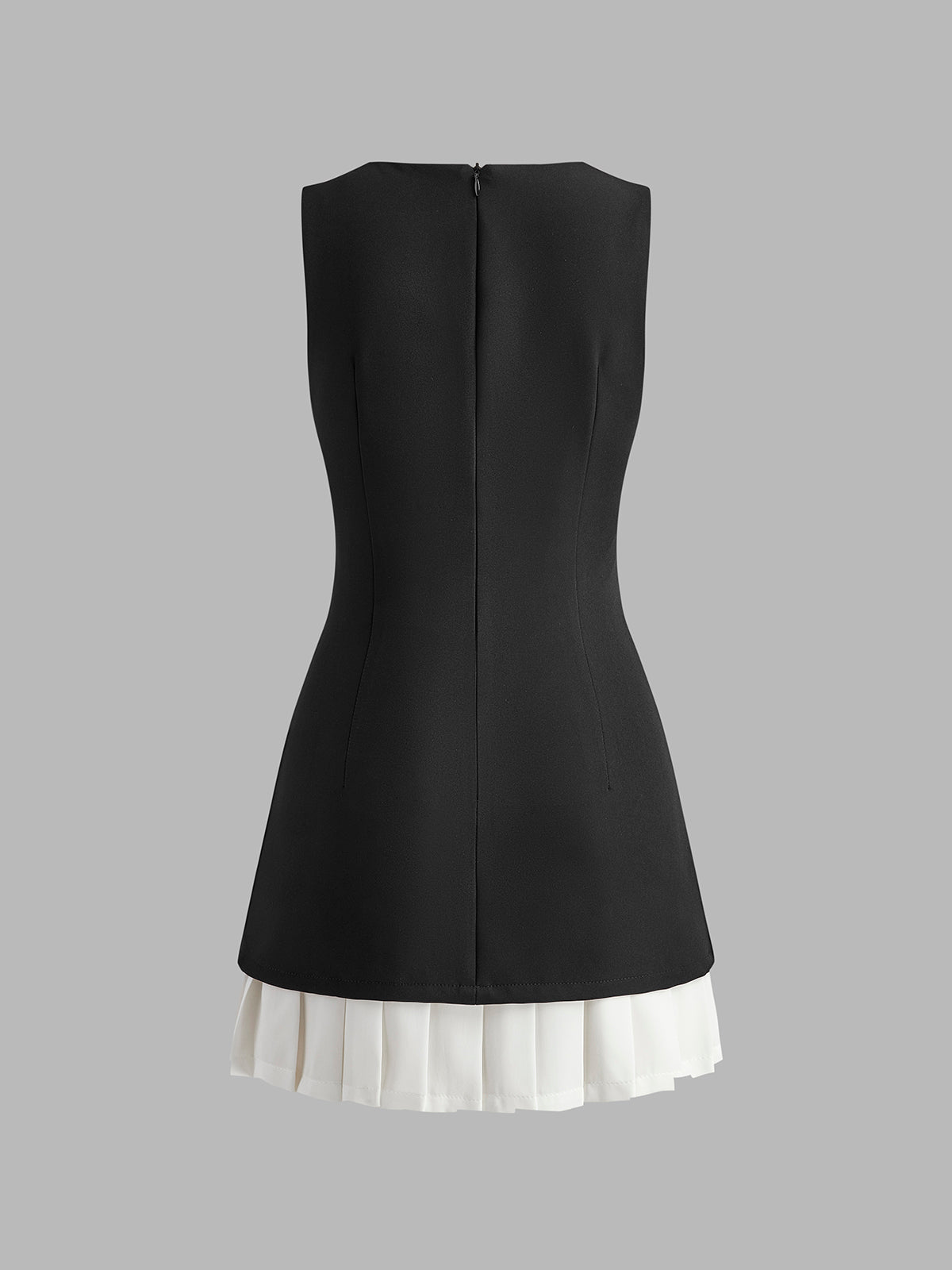 Two - Tone Kolsuz Pileli Kısa Elbise - Phentora