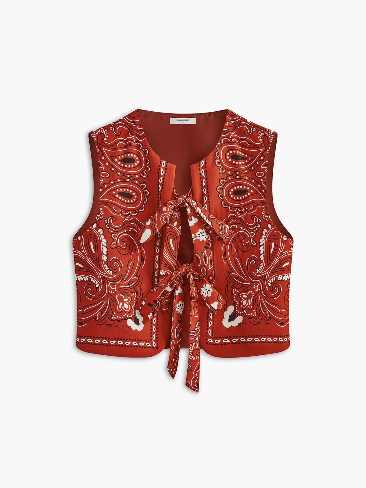 Paisley Desenli Önden Bağlamalı Yelek - Phentora