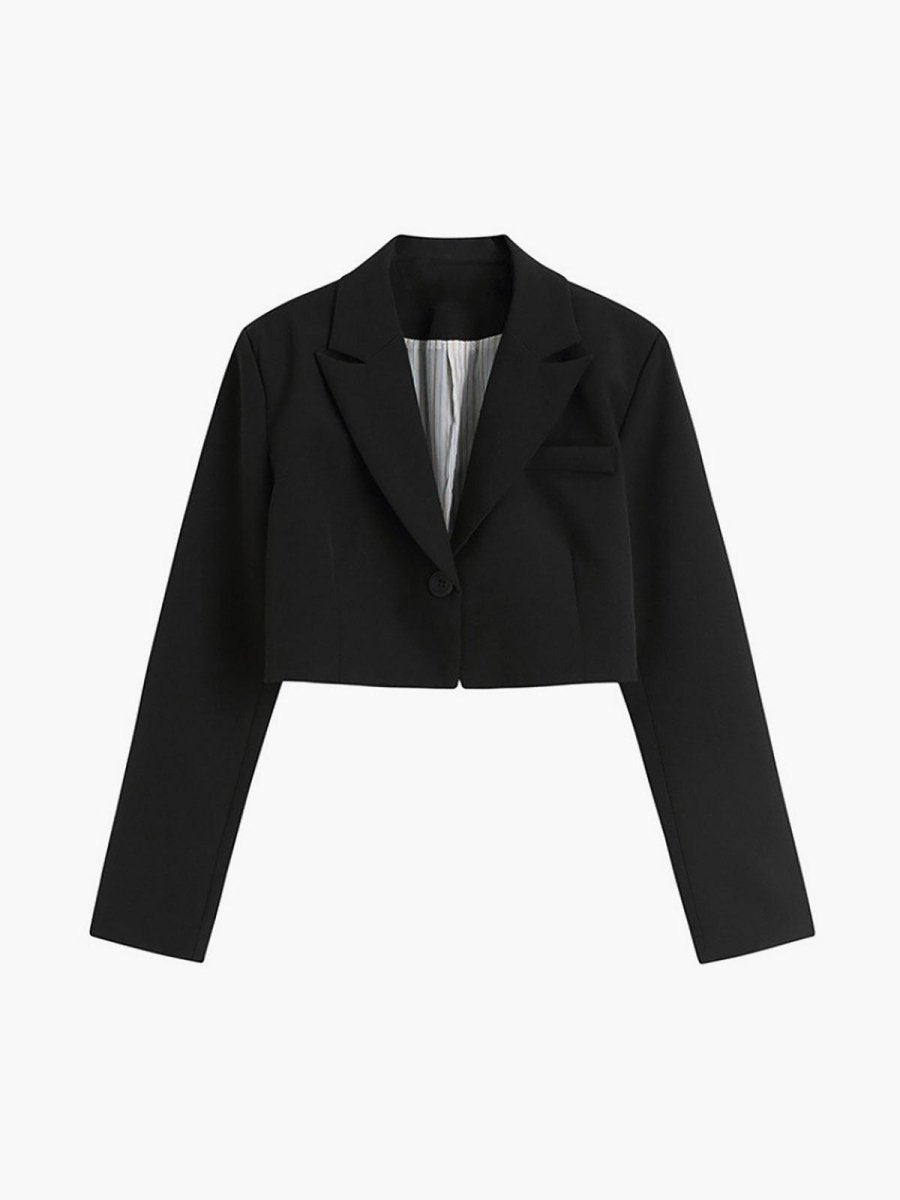 Siyah Kısa Blazer Ceket - Phentora