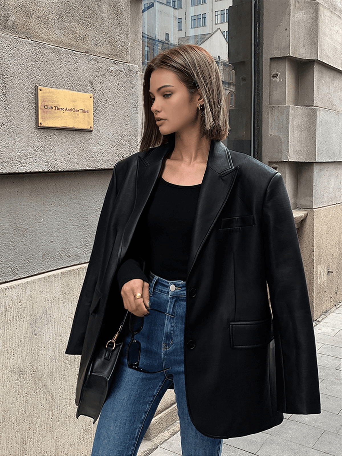 Eternal Siyah Deri Blazer - Phentora