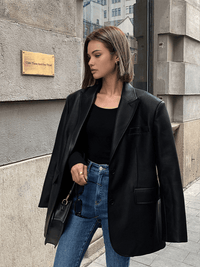 Eternal Siyah Deri Blazer - Phentora