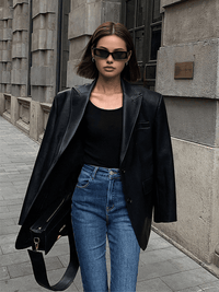 Eternal Siyah Deri Blazer - Phentora