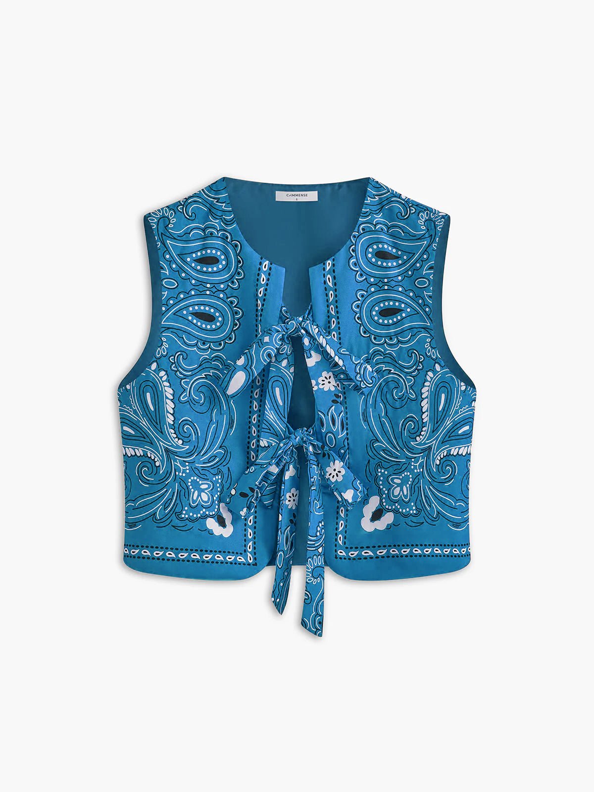Paisley Desenli Önden Bağlamalı Yelek - Phentora