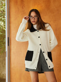 Renkli Blok Yaka Oversize Hırka - Phentora