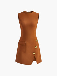 Golden Rose Düğmeli Pocket Yırtmaçlı Elbise - Phentora