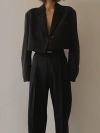 Siyah Kısa Blazer Ceket - Phentora