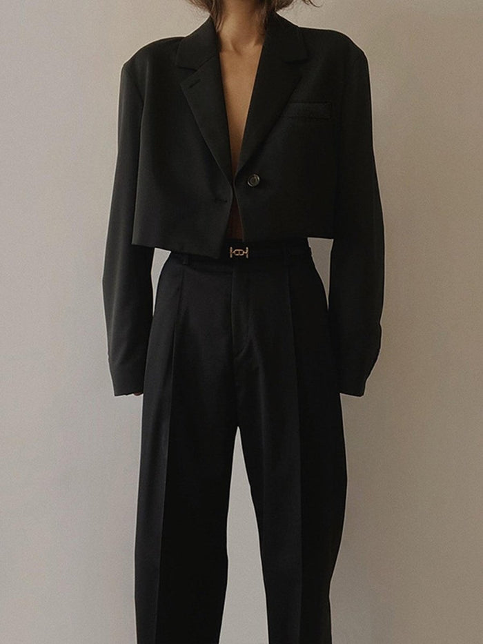 Siyah Kısa Blazer Ceket - Phentora