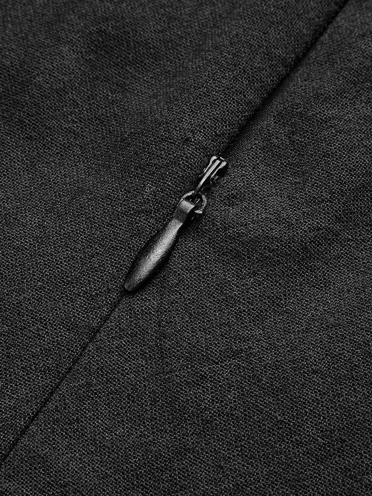 Pamuklu ve Keten Contrast Trim Kısa Elbise - Phentora