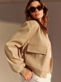 Sena Bej Casual Bomber Ceket - Phentora
