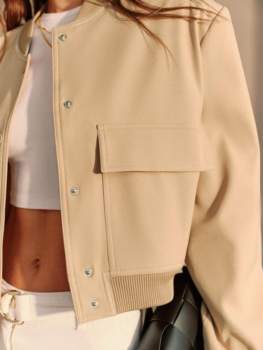 Sena Bej Casual Bomber Ceket - Phentora