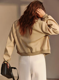 Sena Bej Casual Bomber Ceket - Phentora