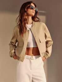 Sena Bej Casual Bomber Ceket - Phentora
